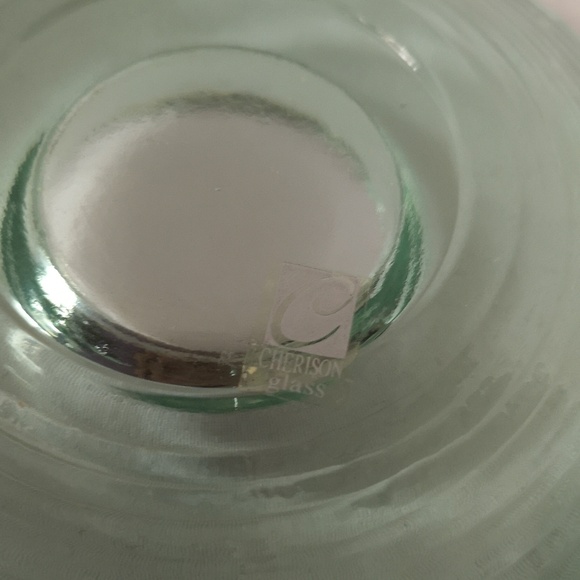 Quality Green Glass Set of Two Disk Shaped Cherison Glass Candle Holders New - Picture 5 of 6